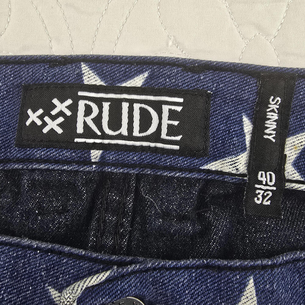 Rude Skinny American Flag Jeans Cotton, Spandex Size 40×32 - Picture 5 of 6